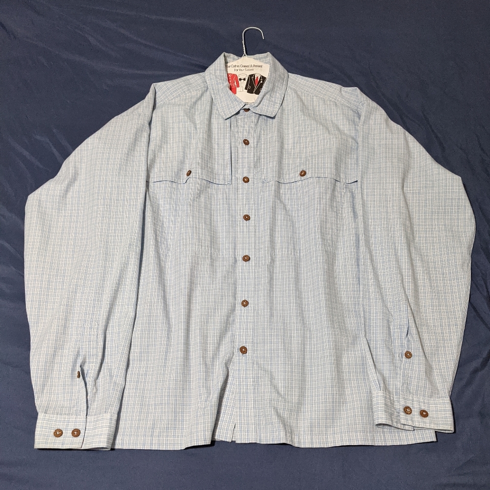 Patagonia Men's Button Front Plaid Long Sleeve Shirt Size Large Light Bl…